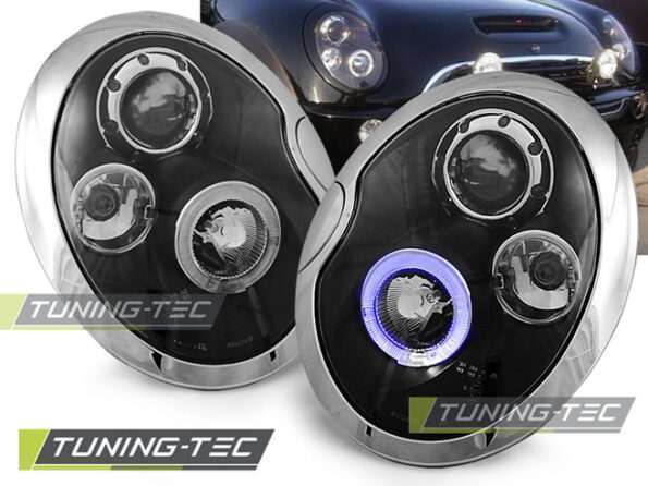 Φανάρια ANGEL EYES Μαύρο για BMW MINI (COOPER) 01-04
