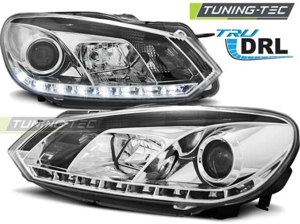Φανάρια TRUE DRL χρωμίου για VW GOLF 6 10.08-12