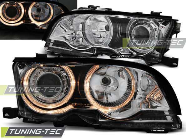Φανάρια ANGEL EYES χρωμίου για BMW E46 09.01-03.03 COUPE CABRIO