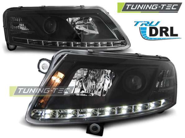 Φανάρια TRUE DRL Μαύρο για AUDI A6 C6 04.04-08