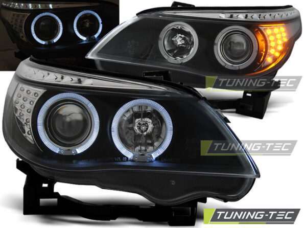 Φανάρια ANGEL EYES Μαύρο LED INDICATOR για BMW E60/E61 03-07