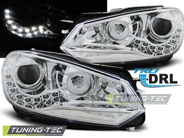 Φανάρια TRUE DRL χρωμίου για VW GOLF 6 10.08-12
