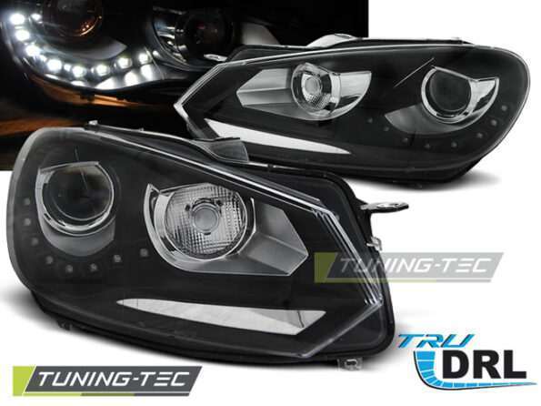 Φανάρια TRUE DRL Μαύρο για VW GOLF 6 10.08-12