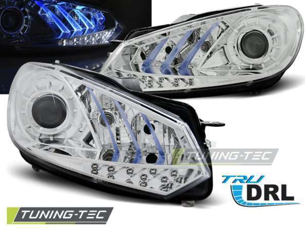 Φανάρια TRUE DRL χρωμίου BLUE LIGHT για VW GOLF 6 10.08- 12