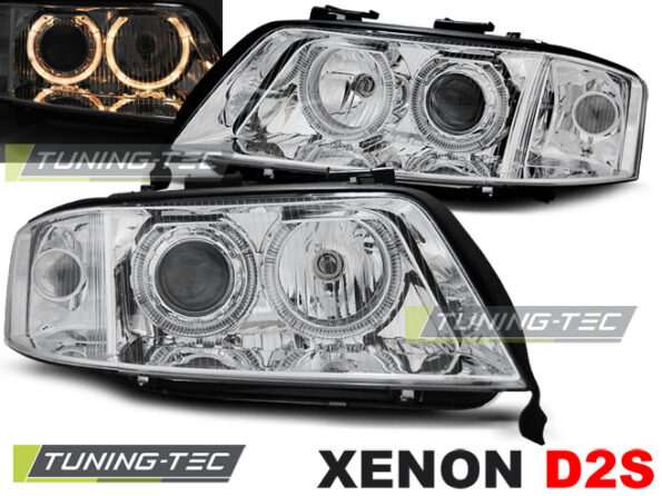 XENON Φανάρια ANGEL EYES χρωμίου για AUDI A6 10.99-06.01