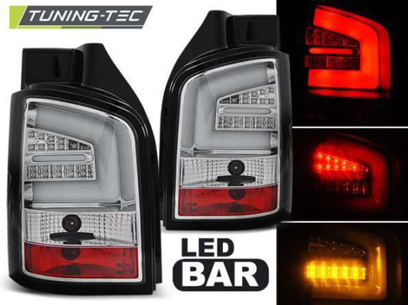 Πίσω φανάρια led χρωμίου για VW T5 04.03-09