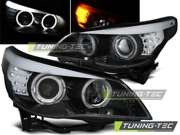 Φανάρια ANGEL EYES Μαύρο LED INDICATOR για BMW E60/E61 03-07