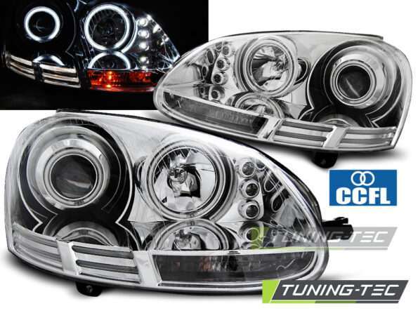 Φανάρια ANGEL EYES CCFL χρωμίου για VW GOLF 5 10.03-09