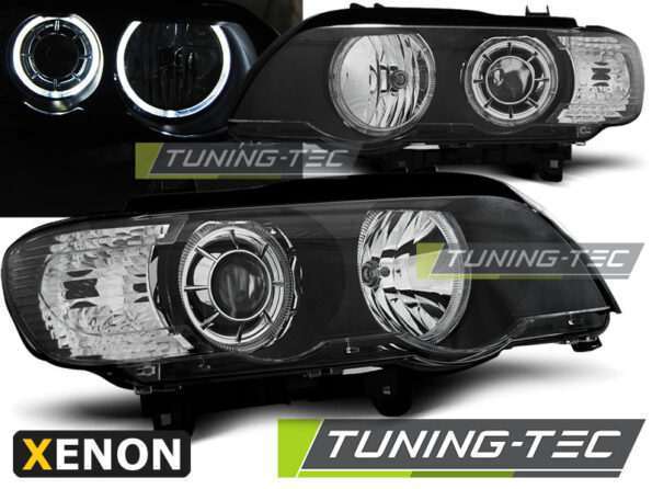 XENON Φανάρια ANGEL EYES LED Μαύρο για BMW X5 E53 09.99-10.03