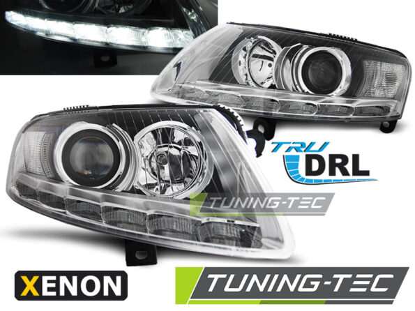 XENON Φανάρια TRUE DRL χρωμίου για AUDI A6 C6 04.04-08