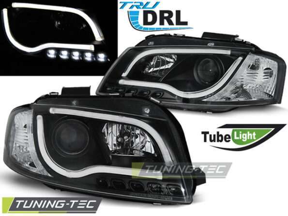 Φανάρια TUBE LIGHT DRL Μαύρο για AUDI A3 8P 05.03-03.08