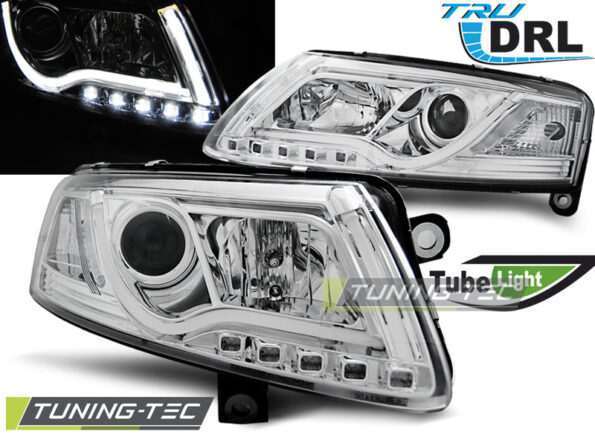 Φανάρια TUBE LIGHT DRL χρωμίου για AUDI A6 C6 04.04-08