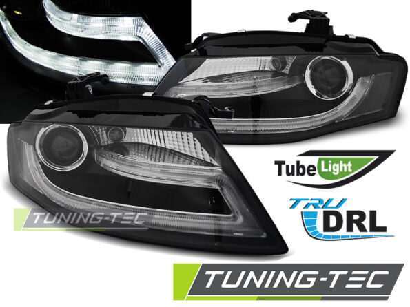 Φανάρια TRUE DRL Μαύρο για AUDI A4 B8 04.08-11