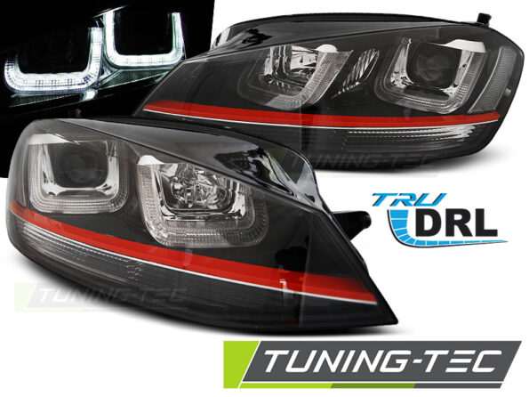 Φανάρια U-LED LIGHT Μαύρο WITH Κόκκινο LINE SPORT για VW GOLF 7 12-17
