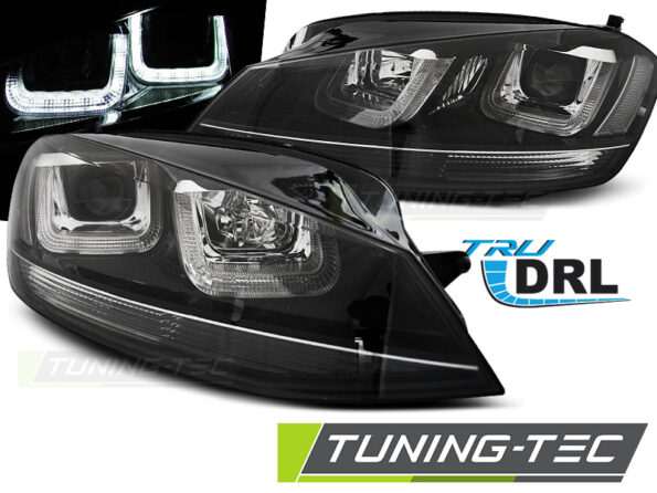 Φανάρια U-LED LIGHT Μαύρο WITH Μαύρο LINE για VW GOLF 7 11.12-17