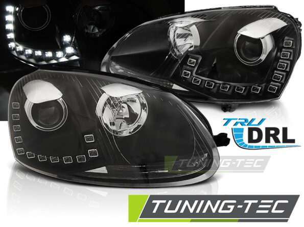 Φανάρια TRUE DRL Μαύρο για VW GOLF 5 10.03-09