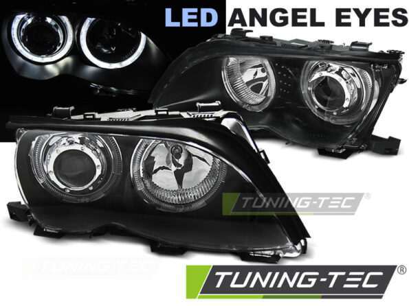Φανάρια ANGEL EYES LED Μαύρο για BMW E46 09.01-03.05