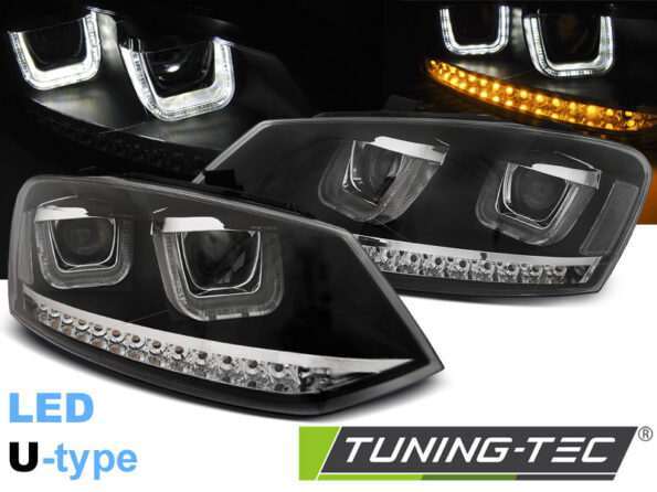 Φανάρια U-LED LIGHT Μαύρο για VW POLO 6R 09-03.14