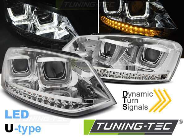 Φανάρια U-LED LIGHT χρωμίου SEQ για VW POLO 6R 09-03.14