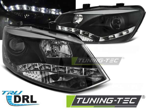 Φανάρια TRUE DRL Μαύρο για VW POLO 6R 09-03.14