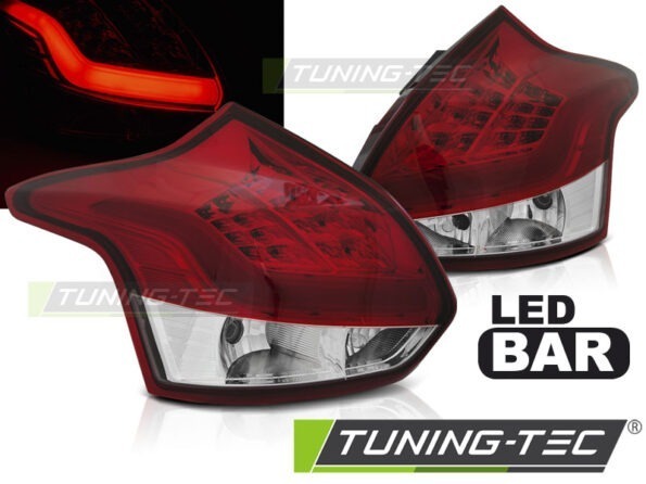 FORD FOCUS 3 11-10.14 HATCHBACK Κόκκινο Λευκό LED BAR