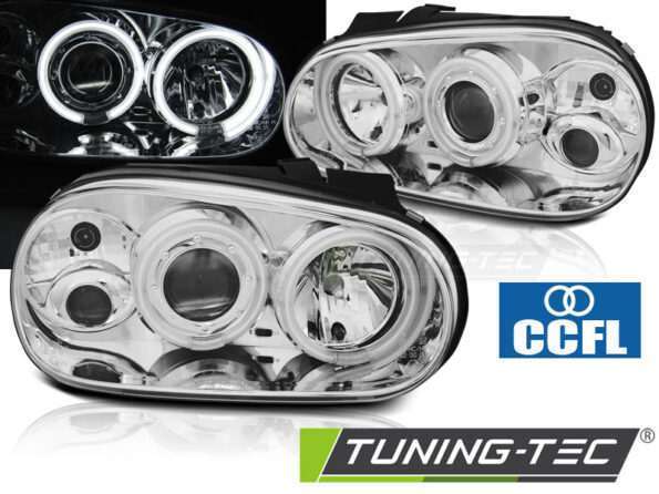 Φανάρια ANGEL EYES CCFL χρωμίου για VW GOLF 4 09.97-09.03
