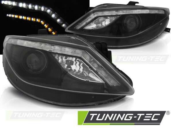 Φανάρια DAYLIGHT Μαύρο με  LED INDICATOR για SEAT IBIZA 6J 06.08-12