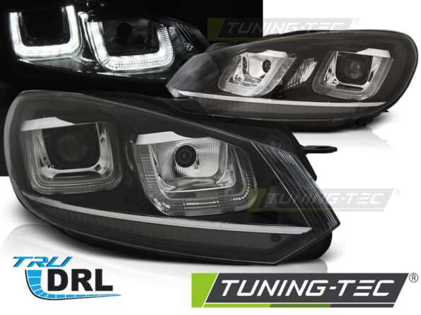 Φανάρια U-LED LIGHT DRL Μαύρο χρωμίου LINE για VW GOLF 6 08-12
