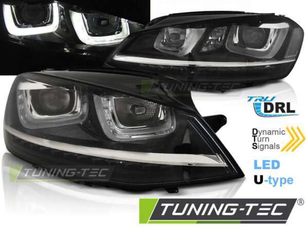 Φανάρια U-LED LIGHT DRL Μαύρο για VW GOLF 7 11.12-17