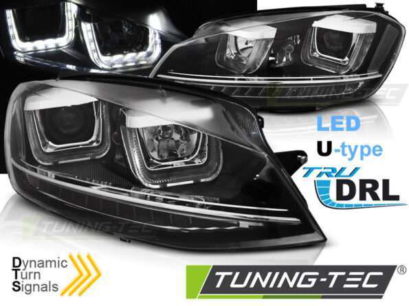Φανάρια U-LED LIGHT DRL Μαύρο SEQ για VW GOLF 7 11.12-17