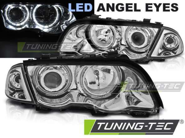 Φανάρια ANGEL EYES LED χρωμίου για BMW E46 05.98-08.01 S/T