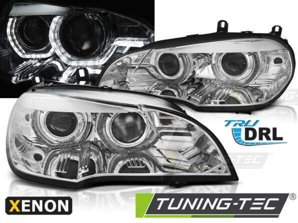 XENON Φανάρια ANGEL EYES LED DRL χρωμίου για BMW X5 E70 07-10
