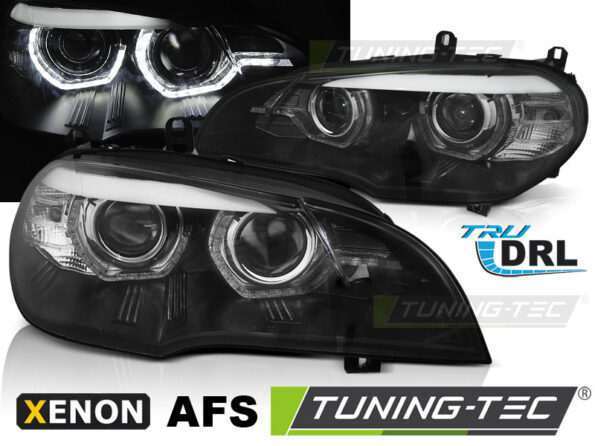 XENON Φανάρια ANGEL EYES LED DRL Μαύρο AFS για BMW X5 E70 07-10