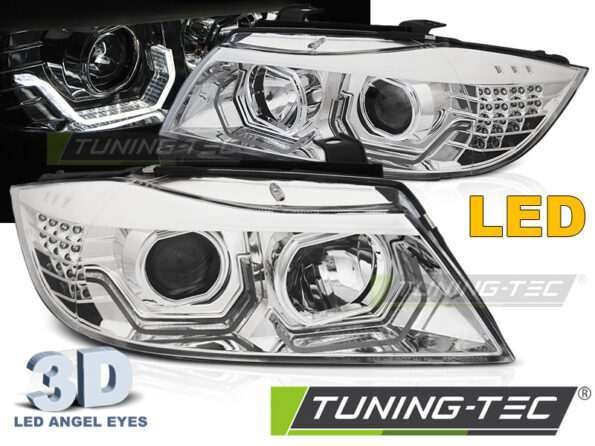 Φανάρια ANGEL EYES LED 3D χρωμίου για BMW E90/E91 05-08