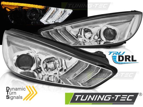 FORD FOCUS MK3 15-18 χρωμίου DRL LED SEQ INDICAOR