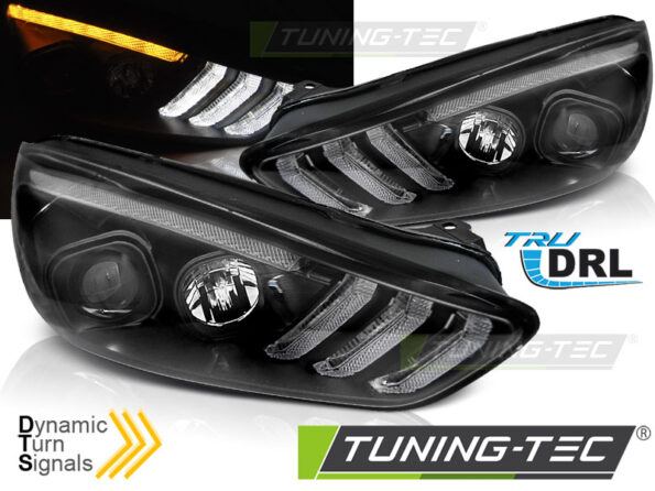 FORD FOCUS MK3 15-18 Μαύρο DRL LED SEQ INDICAOR