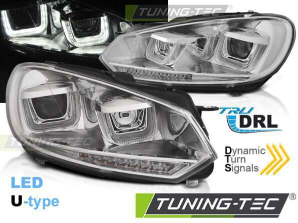 Φανάρια U-LED LIGHT DRL χρωμίου SEQ για VW GOLF 6 08-12