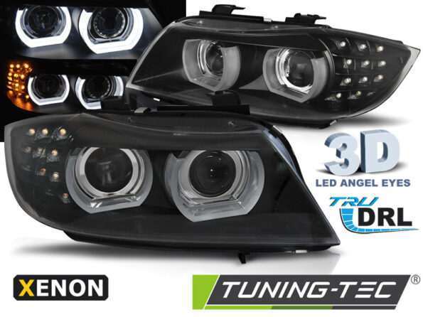 XENON Φανάρια ANGEL EYES LED DRL Μαύρο για BMW E90/E91 09-11