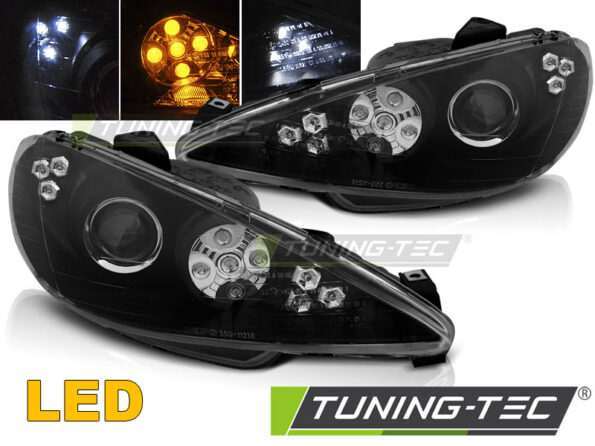 PEUGEOT 206 02-ANGEL EYES Μαύρο LED