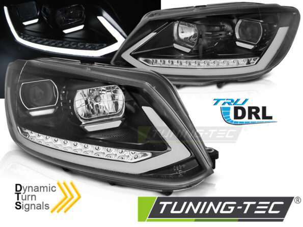 Φανάρια TUBE LIGHT DRL Μαύρο SEQ για VW TOURAN II 08.10-15
