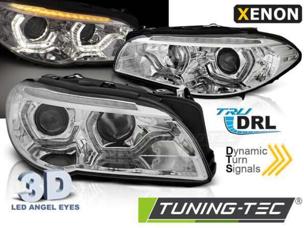 XENON Φανάρια ANGEL EYES LED DRL χρωμίου SEQ για BMW F10/F11 10-13