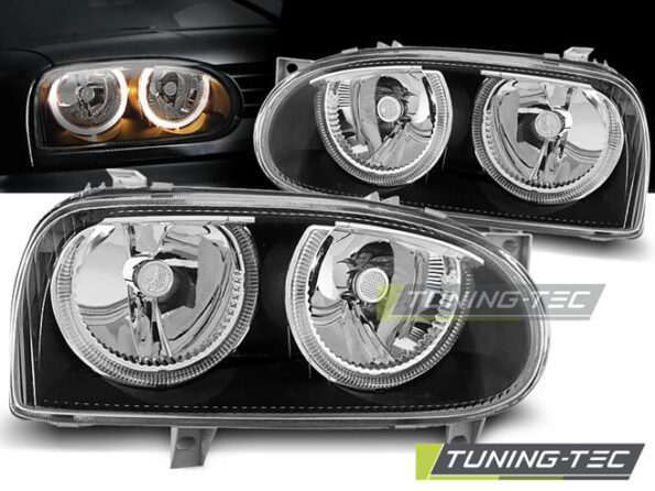 Φανάρια ANGEL EYES Μαύρο για VW GOLF 3 09.91-08.97